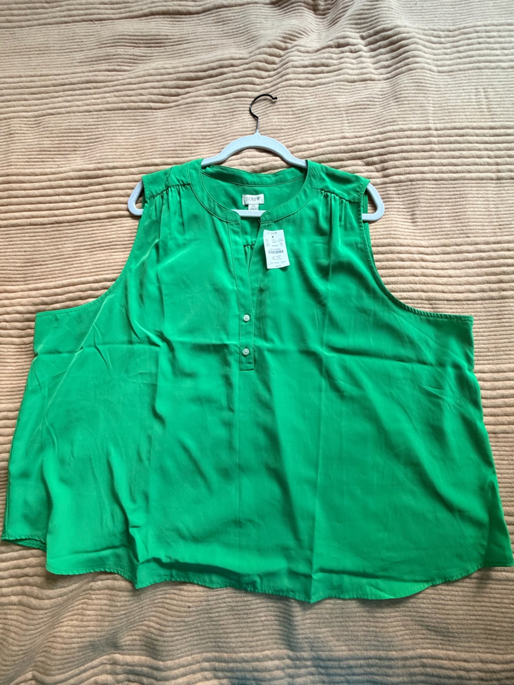 NWT J.Crew 3X Emerald Green Sleeveless Blouse Plus Size $69.50 Retail